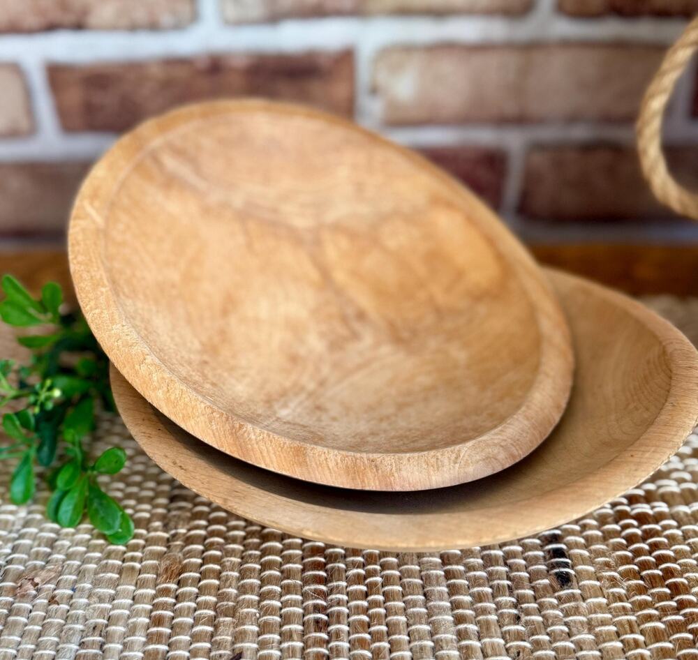 Antique Turned Wood Bowls Set of 2 | Primitive Maple Wooden Bowls